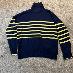 Vineyard Vines XS cashmere sweater, navy with yellow stripes, very soft